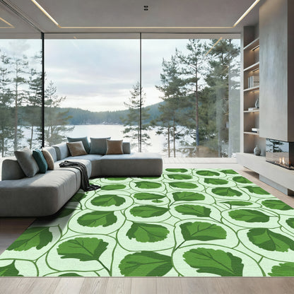 Verdant Green Leafy Vine Arrangement Rug