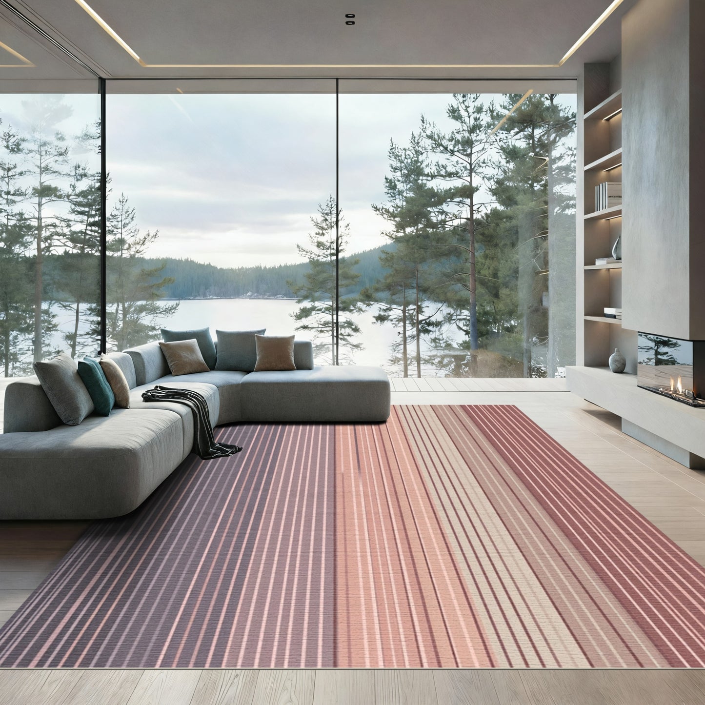Blended Vertical Stripes Gradient Rug