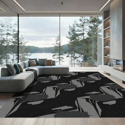 Monochromatic Abstract Geometric Stack Rug