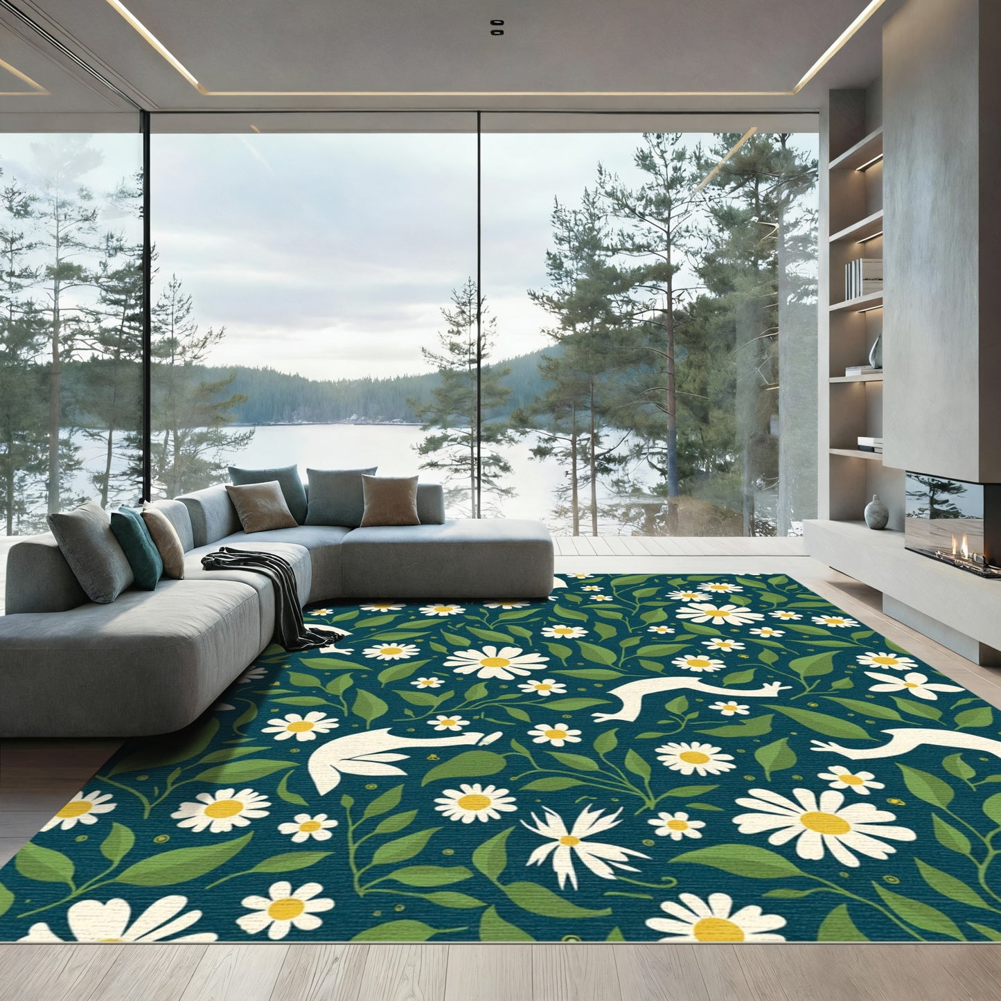 White Daisy Whimsical Fable Rug