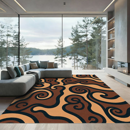 Brown Swirls Organic Waves Rug