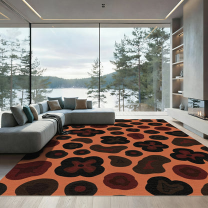 Terracotta Animal Print Layered Shapes Rug