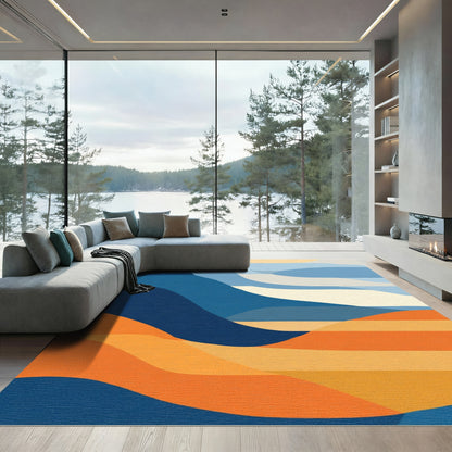 Coastal Horizon Abstract Wave Rug