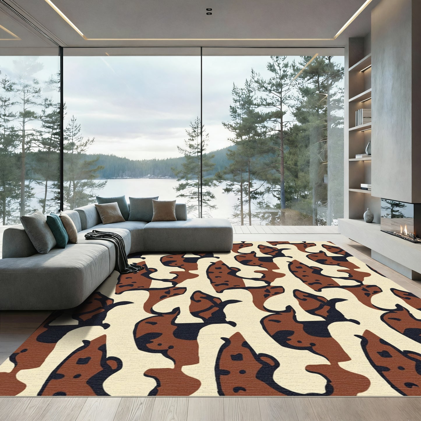 Bold Abstract Organic Shapes Rug