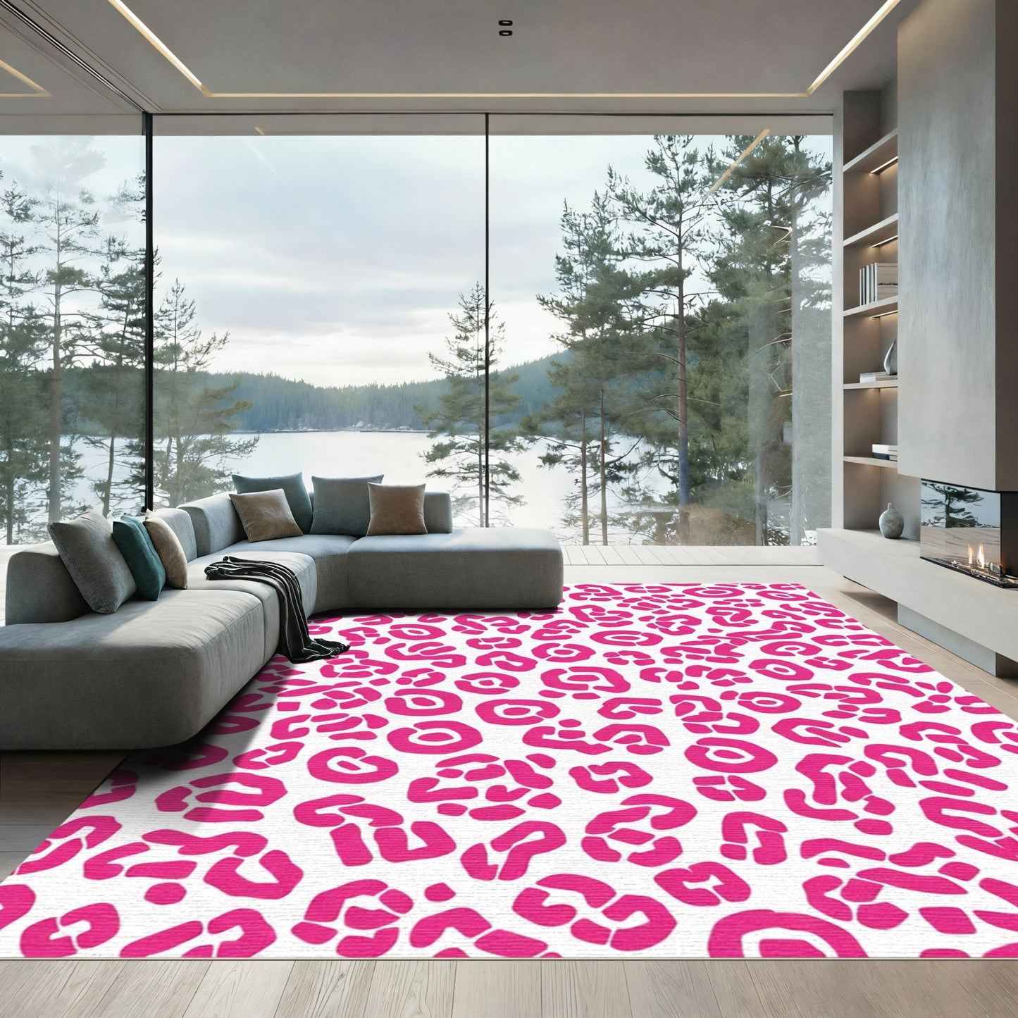 Hot Pink Leopard Spots Rug