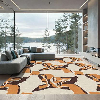 Orange and Brown Abstract Collage Rug