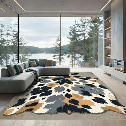 Calico Cow Hide Patchwork Rug