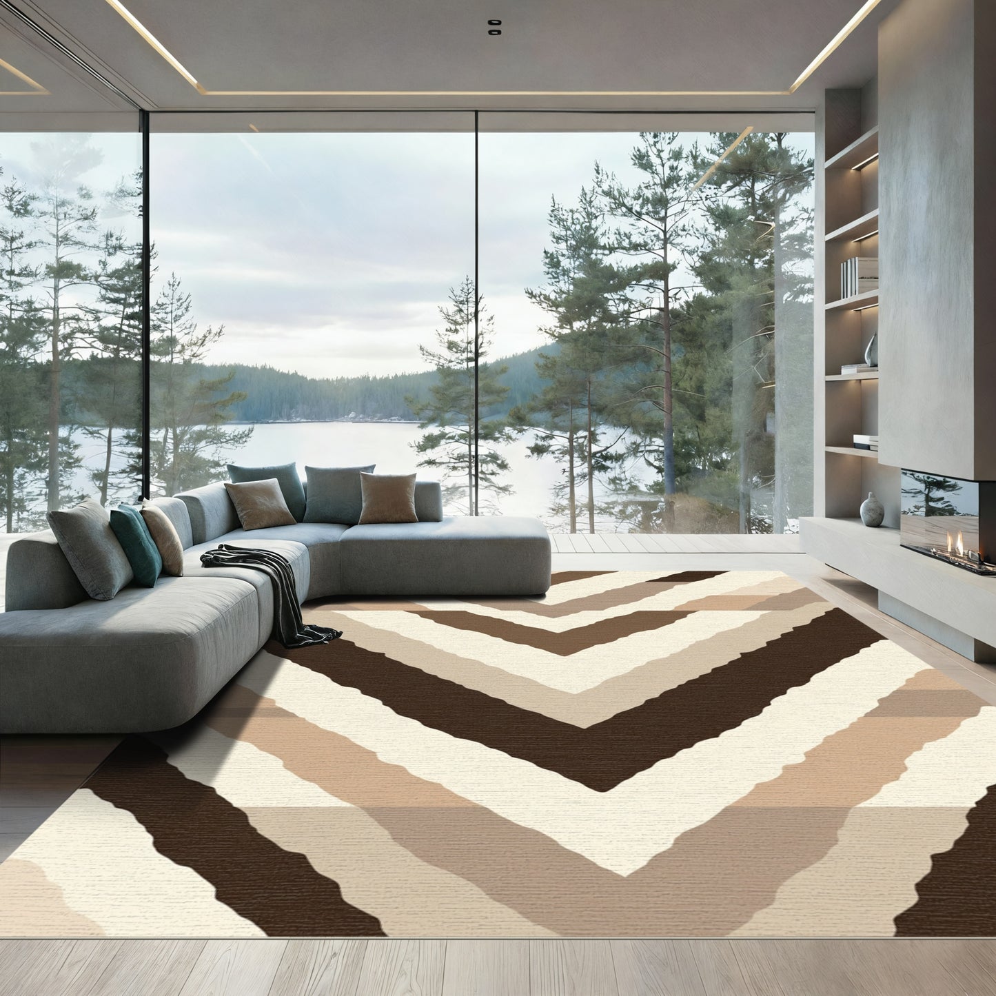 Earthy Clay Chevron Stripe Rug
