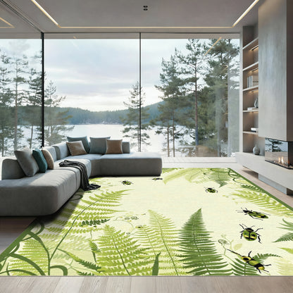 Green Beetle Fern Forest Whimsy Rug