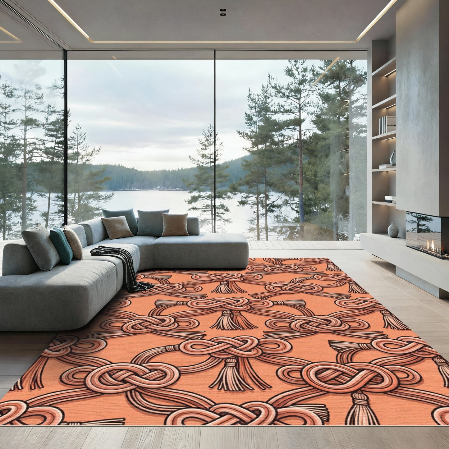 Coral Tassel Knot Harmony Rug