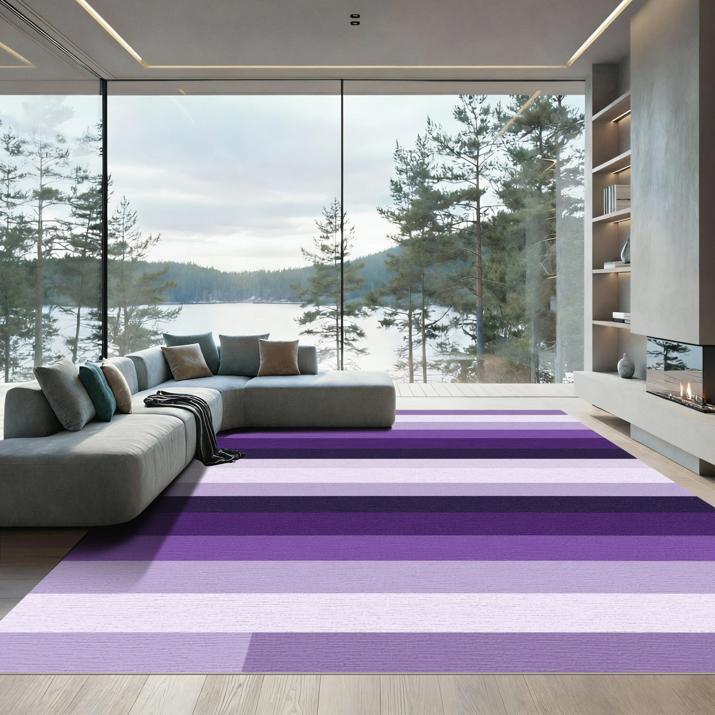 Mauve Purple Striped Harmony Rug