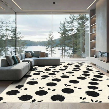 Cream Black Spiky Circles Organic Growth Rug