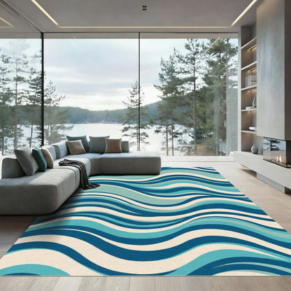 Coastal Ocean Wave Swirl Rug
