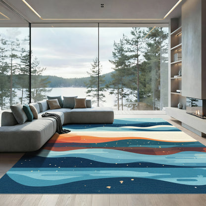 Oceanic Waves Sunset Horizon Rug