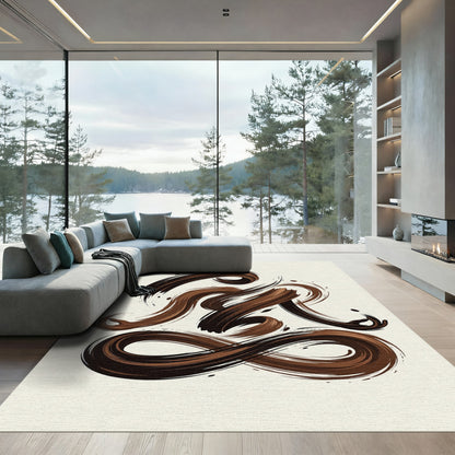 Chocolate Swirl Abstract Brushstroke Rug