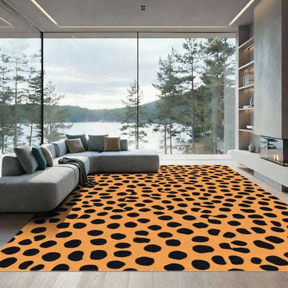Orange Black Spotted Animal Hide Rug