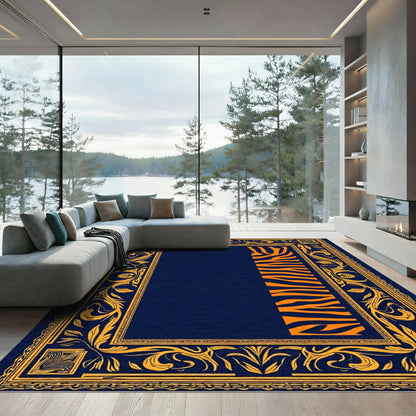 Bold Orange Tiger Stripe Floral Accent Rug