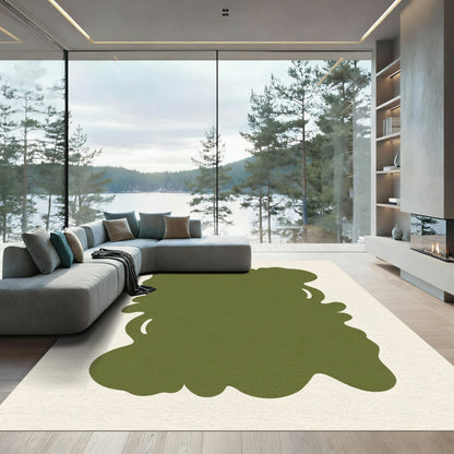Organic Olive Green Organic Shape Rug