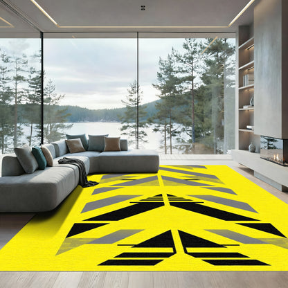 Bold Yellow Gray Abstract Arrows Rug