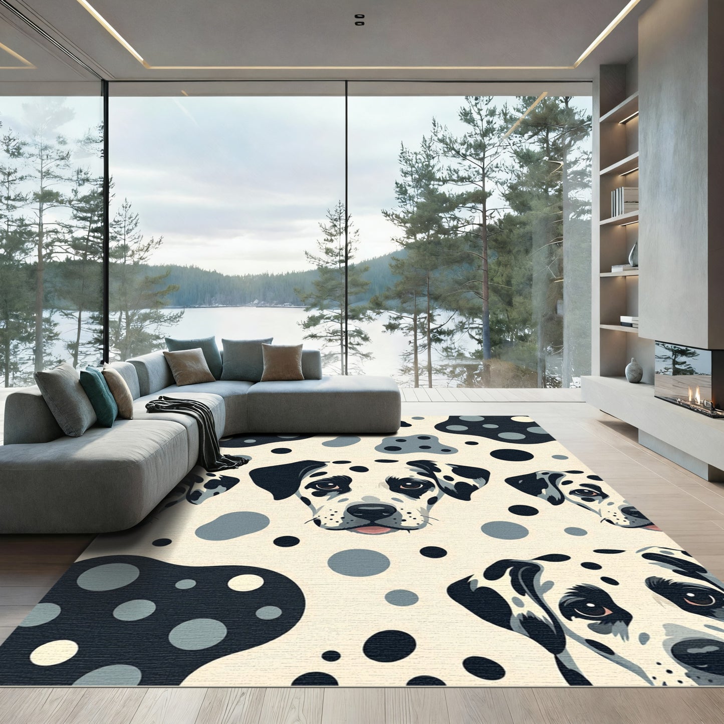 Playful Dalmatian Puppy Cream Spotted Rug