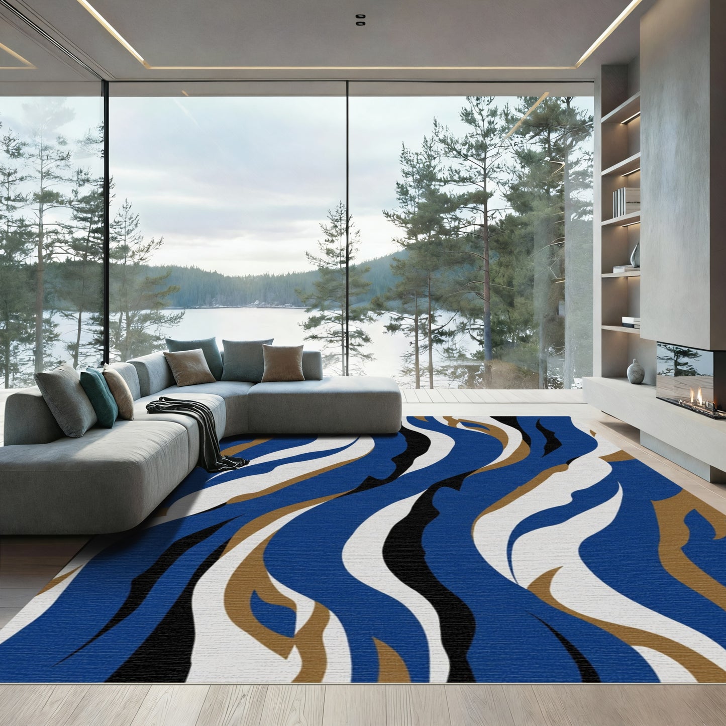 Dynamic Color Block Striped Rug
