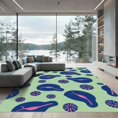 Abstract Navy Pink Bloom Harmony Rug