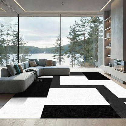 Monochromatic Geometric Block Layout Rug