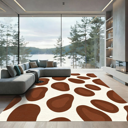 Brown Organic Blobs Contemporary Rug