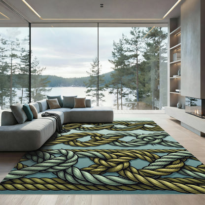 Gold and Gray Nautical Rope Weave Rug