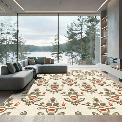 Brown Red Baroque Floral Ornament Rug