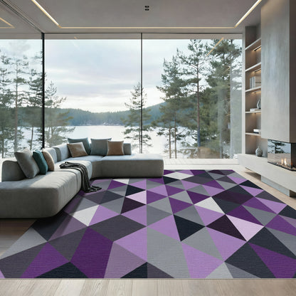 Purple Diamond Geometric Overlay Rug