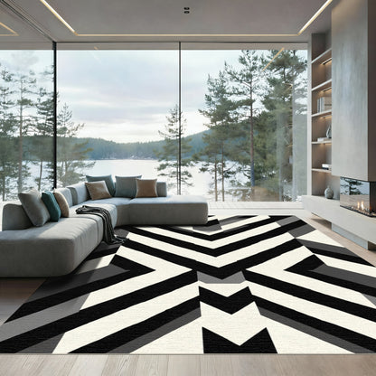 Chunky Black Ivory Arrow Chevron Rug