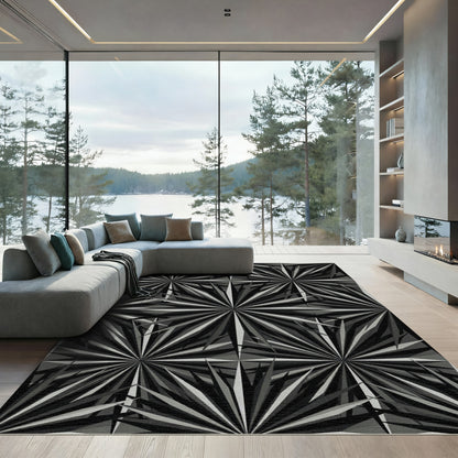 Monochromatic Jagged Starburst Pattern Rug