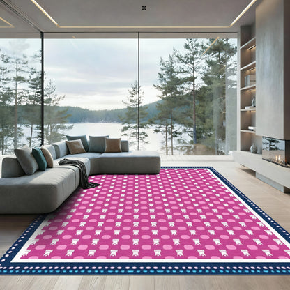 Charming Pink Ribbon and Dot Rug