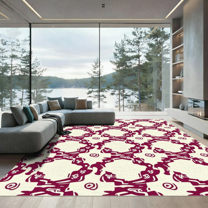 Crimson Swirls Lattice Rug