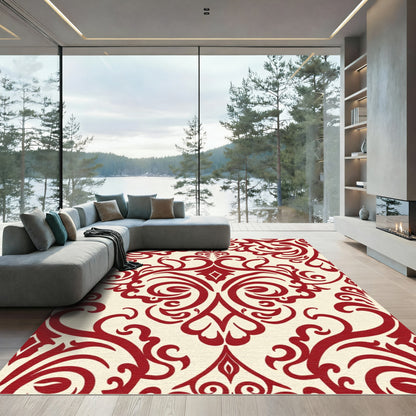 Crimson Classic Damask Scroll Rug