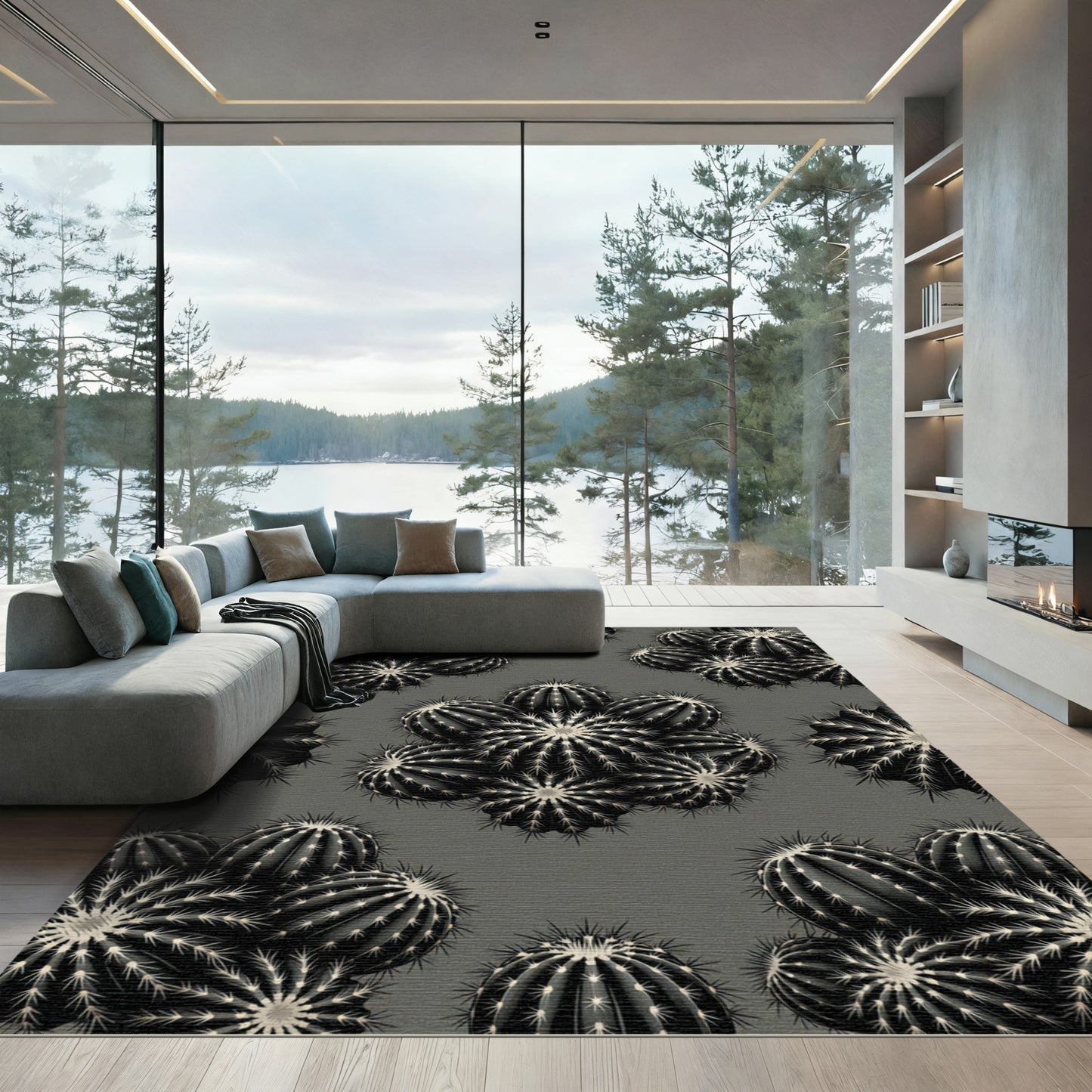 Monochromatic Dark Cactus Cluster Rug