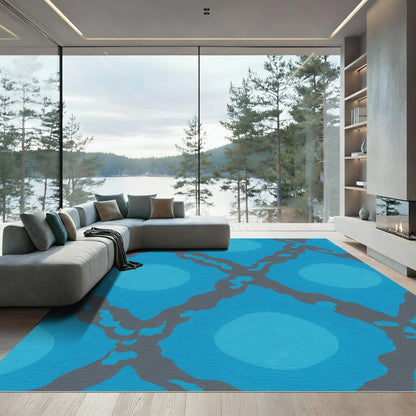 Aqua Gray Geometric Intersecting Circles Rug