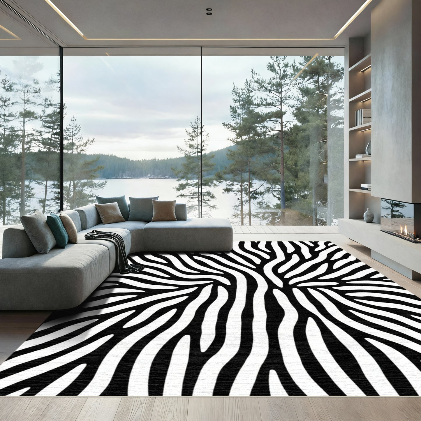 Abstract Zebra Stripe Terrain Rug