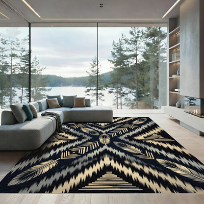 Golden Feather Summit Abstract Rug