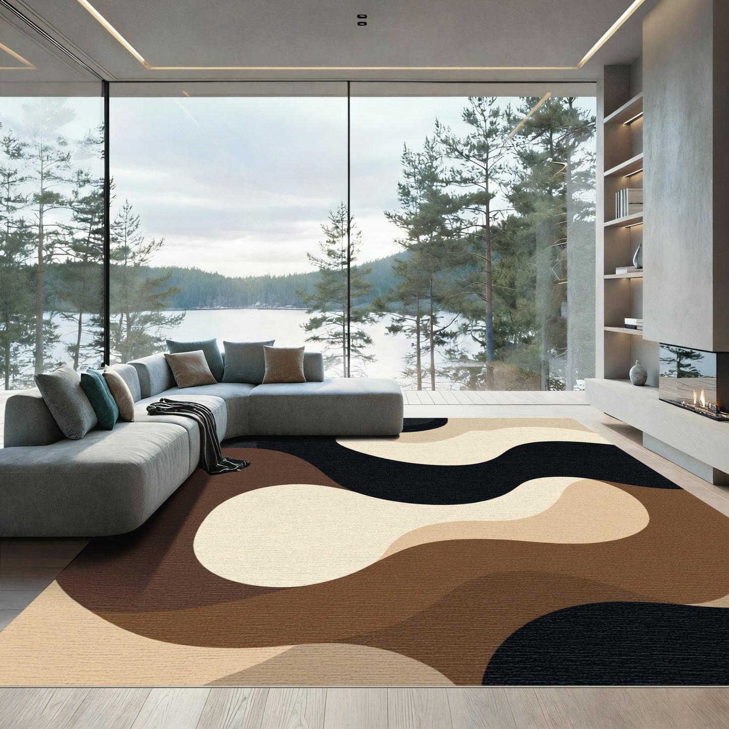 Earthy Tones Abstract Organic Flow Rug