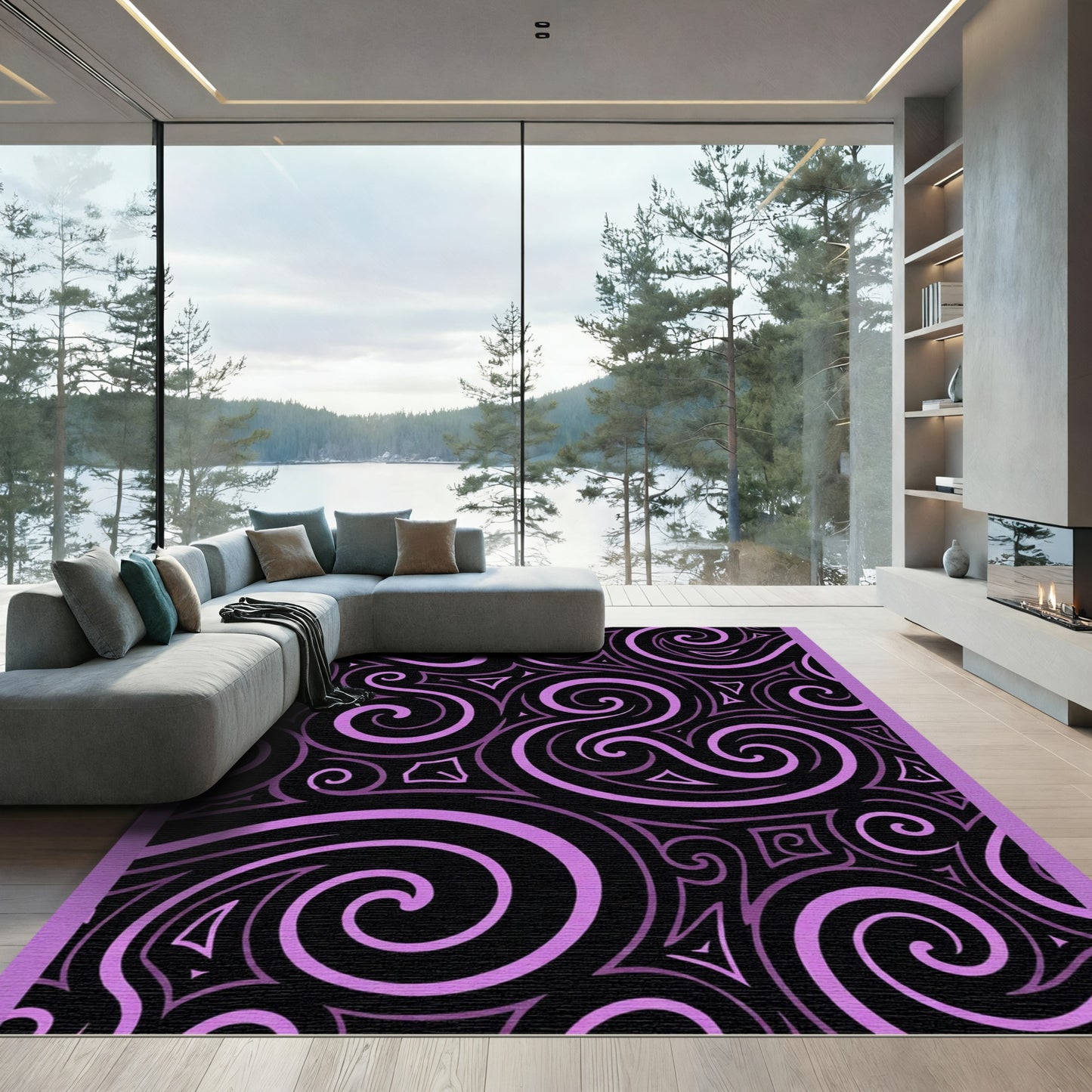 Amethyst Swirl Tribal Pattern Rug