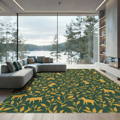 Golden Animals And Branches Rug
