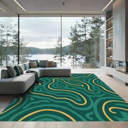 Emerald Teal Gold Swirl Rug