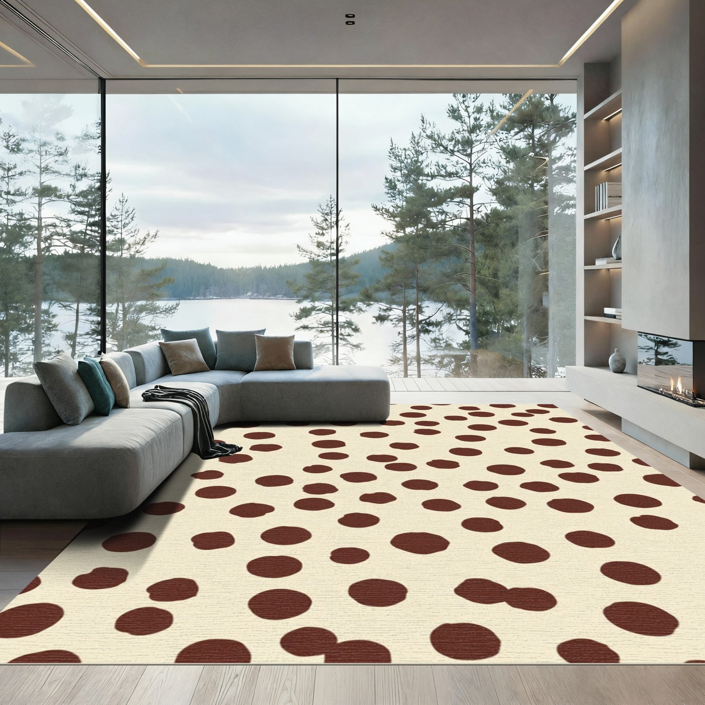 Cream and Cocoa Polka Dot Scatter Rug