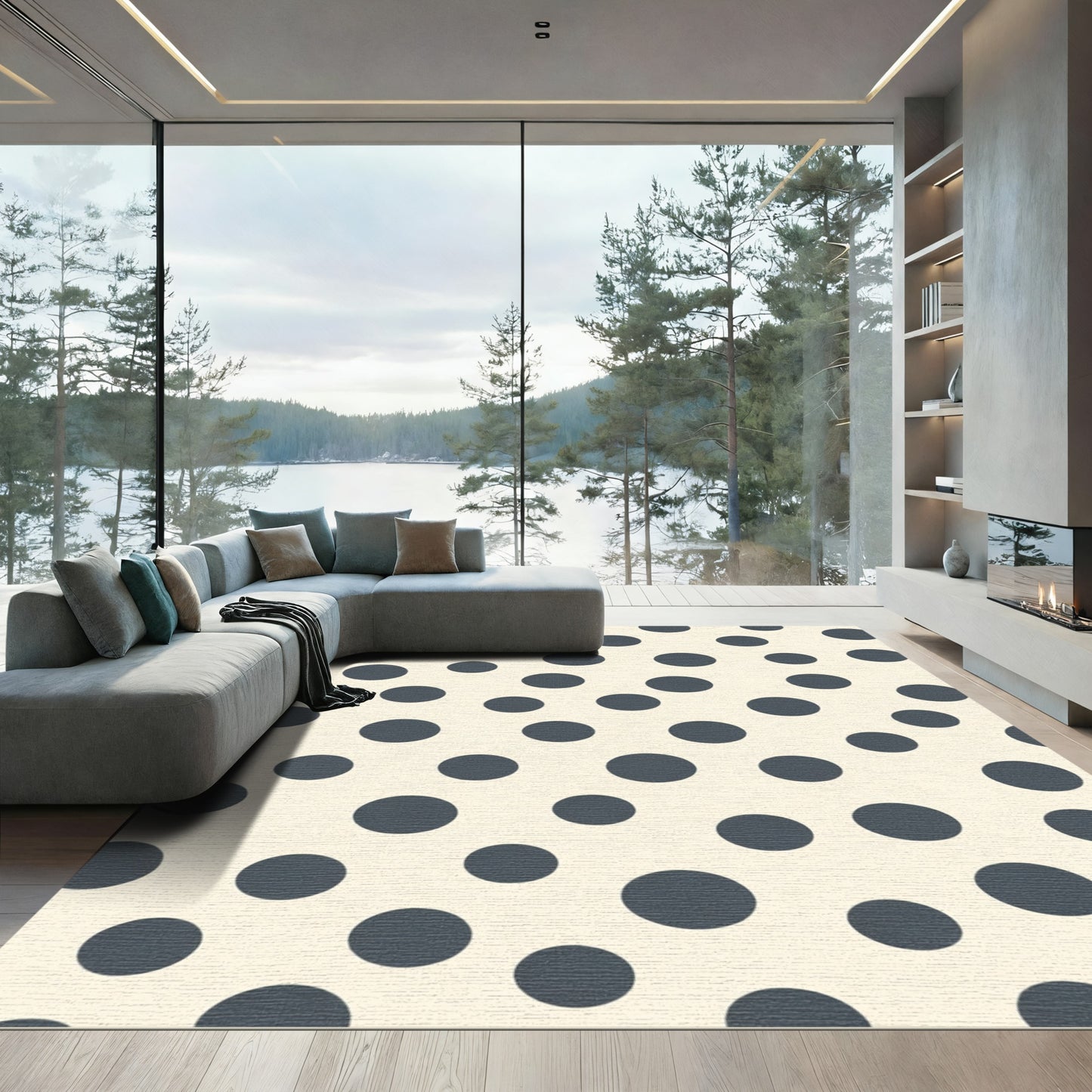 Classic Cream Dark Dotty Circles Rug