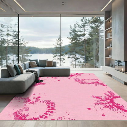 Pink Magenta Floral Swirl Rug