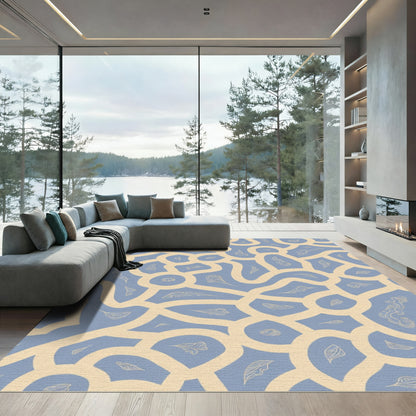 Light Blue Beige Organic Outline Rug