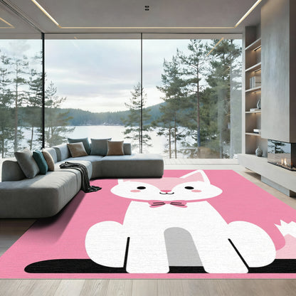 Pink Foxy With Bow Accent Rug