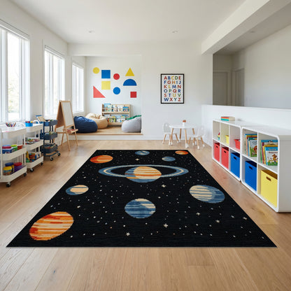 Pixelated Cosmic Planets Stars Rug